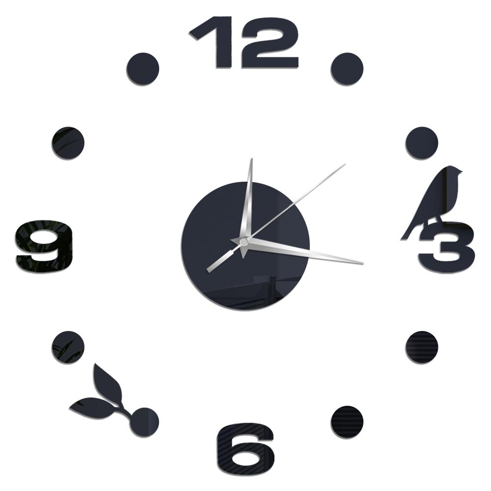 27inch Nordic Wall Clock Dining Restaurant Cafe Decorative Clocks Acrylic Mirror Wall Sticker Silent Quartz Watch Home Decor