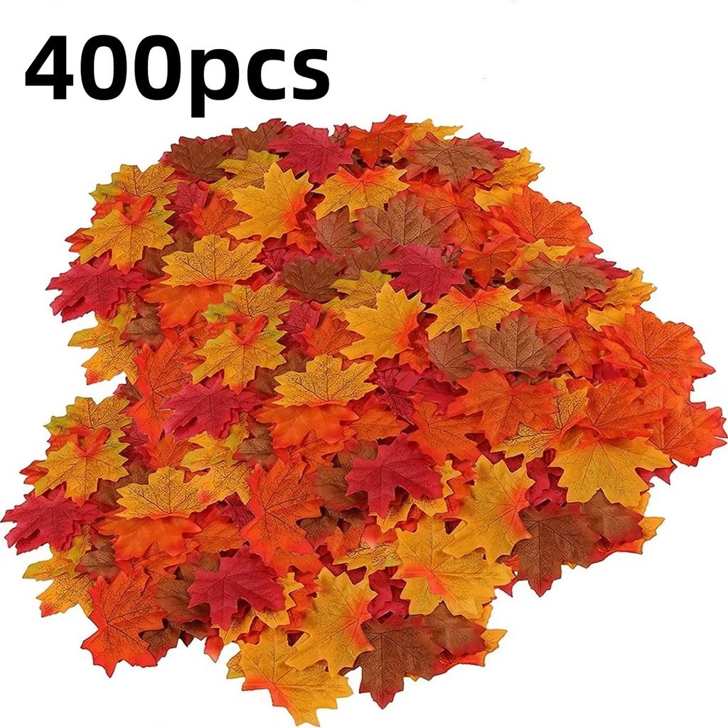 200/400pcs Halloween Artificial Maple Leaves Thanksgiving Day Home Decoration Wedding Party Craft Vase Table Decorative Props