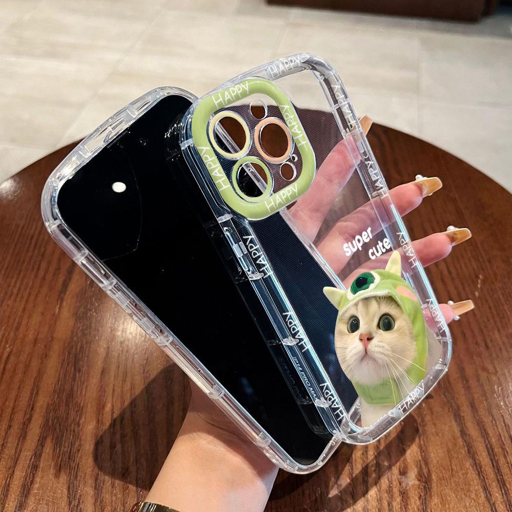 Applicable To iPhone17Pro Funny Cute Pet Cat Mobile Phone Case 14 Apple 13 Fine Hole 12/15 Premium 16 Soft Case