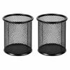 2 pcs Metal Storage Tube Round Desktop Organizer Decorative Pen Holder  Cosmetic Arrangement