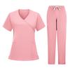 Damen V-Ausschnitt Kurzarm Zweiteiliges Uniform Set für die Arbeit