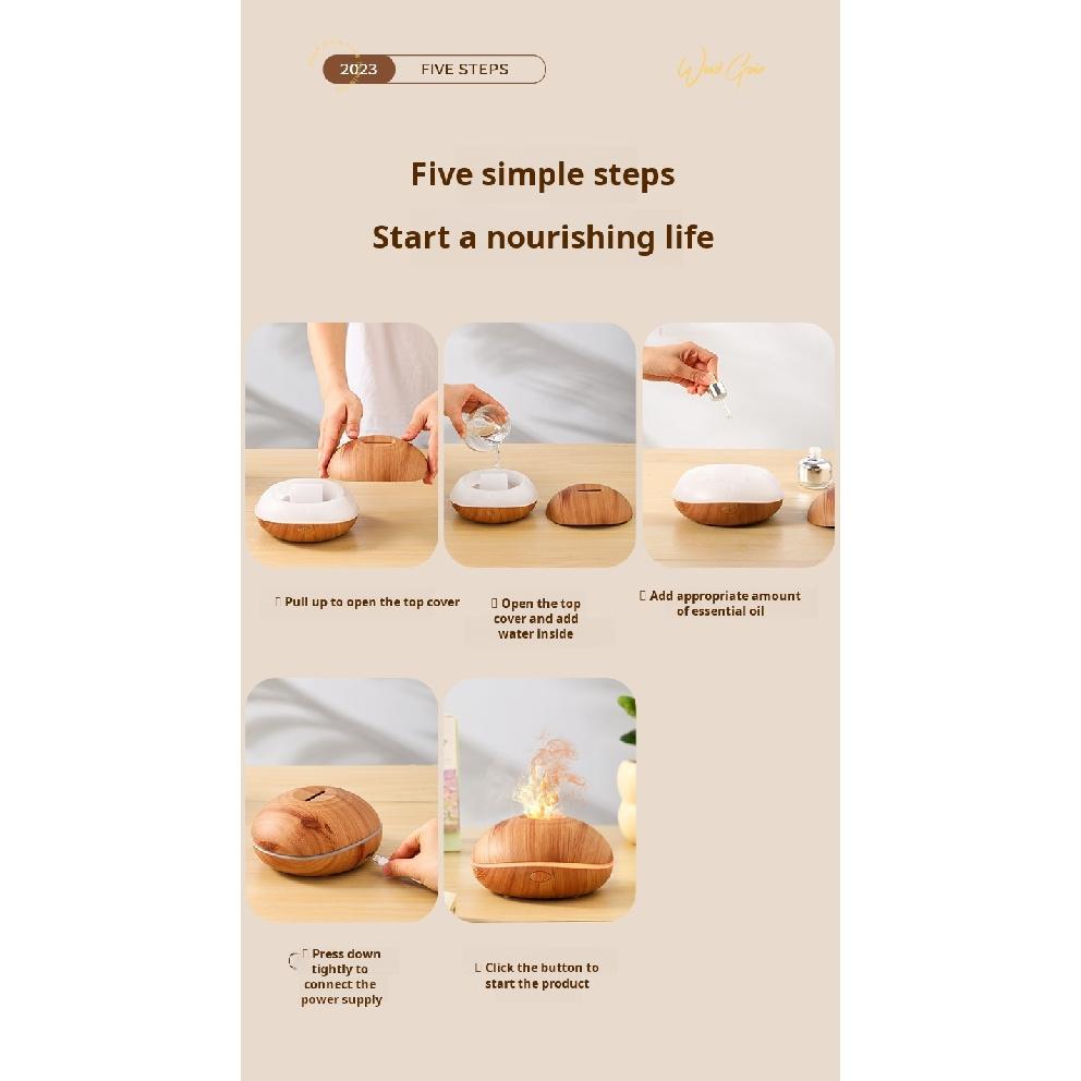 7 colores Fire Flame Wood grain aromatherapy machine humidifier Aroma Diffuser Air Ultrasonic Mist Maker Fogger Aroma Air Fresheners 2