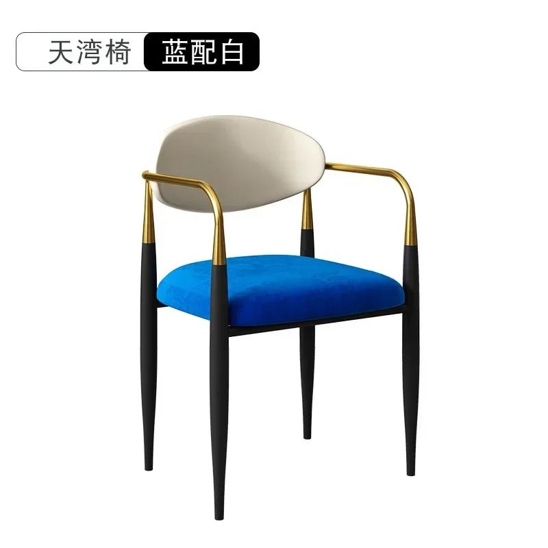 Modern Custom Back Dining Chairs Living Room Furniture Leisure Iron Armchair Backrest Nail Chair Household Negotiation Table Sea