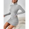 2024 Women Clothing New Solid Dresses Mini Dress Club Elegant Party Dresses Black Solid Turtleneck Long Sleeves SheathDress