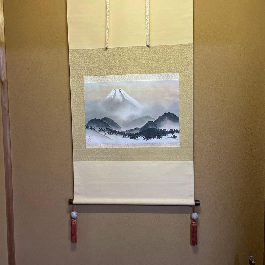Used Hanging Scroll, Mt. Fuji, Ink Wash Painting, Landscape Painting, Lucky Charm, Japanese Room, Interior