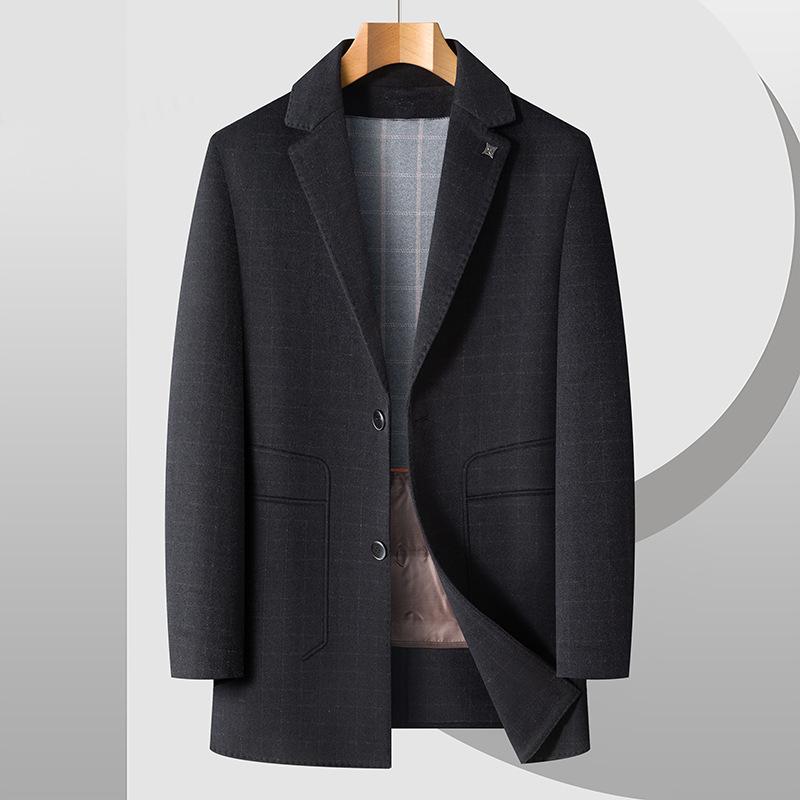 Winter Suit Wool Coat Double-sided Men's Middle-aged and Young Leisure Business Medium and Long Coat