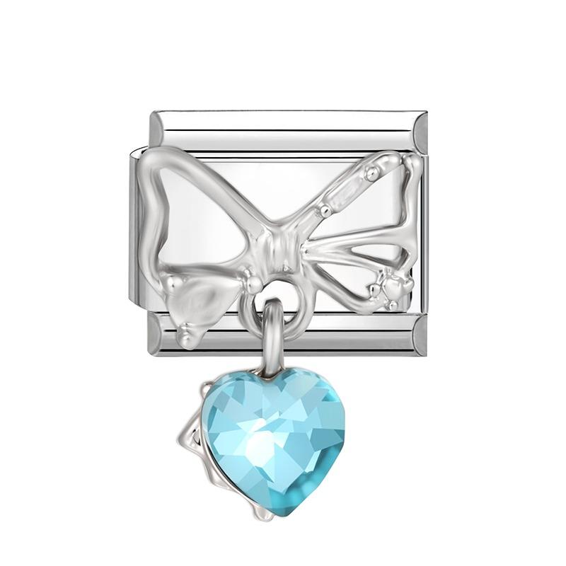 Women Zircon Heart Butterfly Moon Star Bow Pearl Pendant Italian Charm Links Fit 9mm Stainless Steel Bracelet DIY Making Gifts