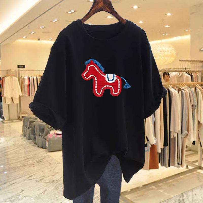 2026 Year of the Horse Women's Red Cotton Short Sleeve T-shirt