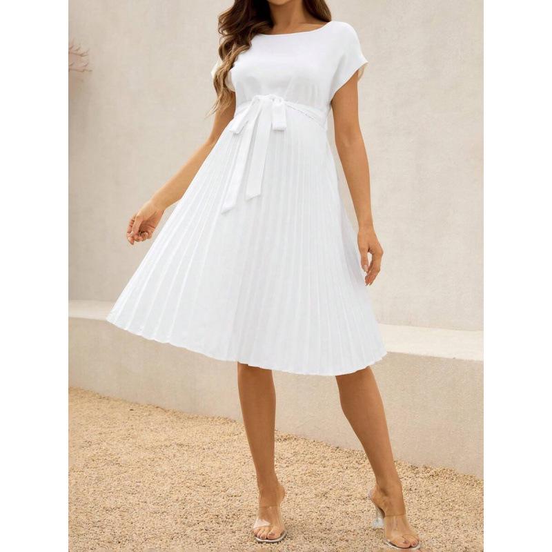 Square Collar Pleated Dress 96655 - Elegant Women s Fashion M