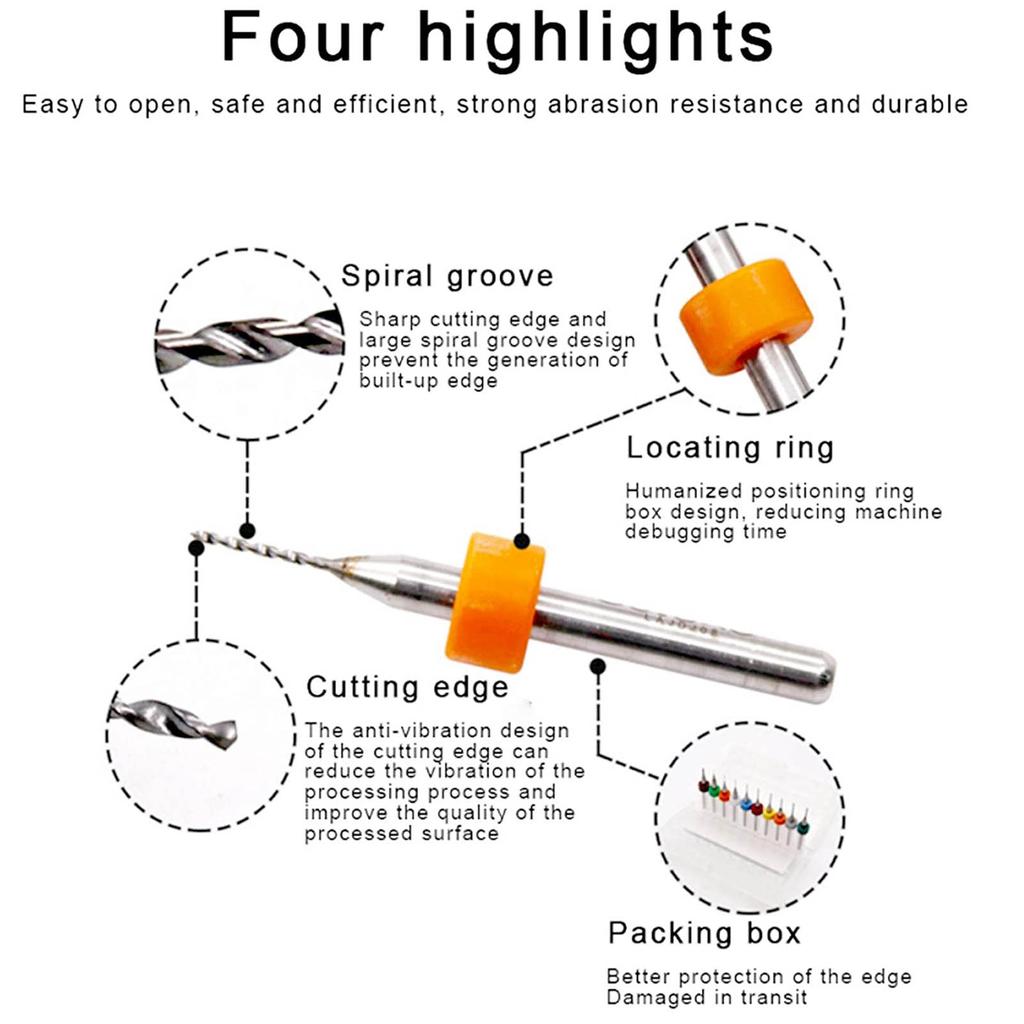 10 Pcs   Drill Bit Set 1Celsius8in Shank Tungsten Steel Strong Abrasion Resistance High Hardness Drill Bits