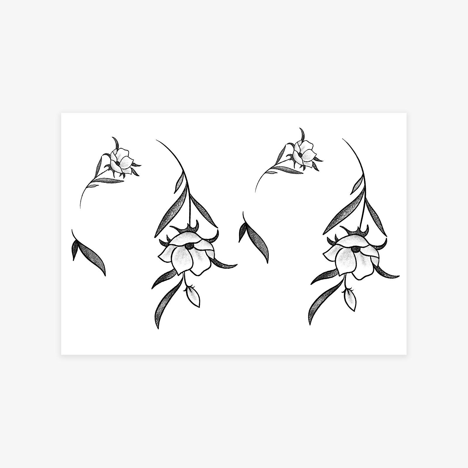 High-End Dark Simple Personality Plain Flower Flower Wicker Hand Ear Tattoo Sticker 10*7