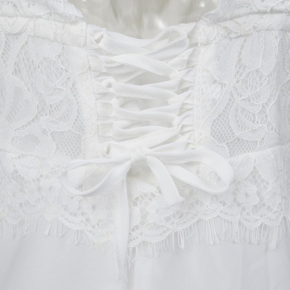 Elegantes Weißes Spitzen-Chiffon-Hochzeitskleid für Damen Süßer Herz-Ausschnitt Ärmellos Rückenfrei Empire-Taille Bodenlang Brautkleid mit Schleppe Neu