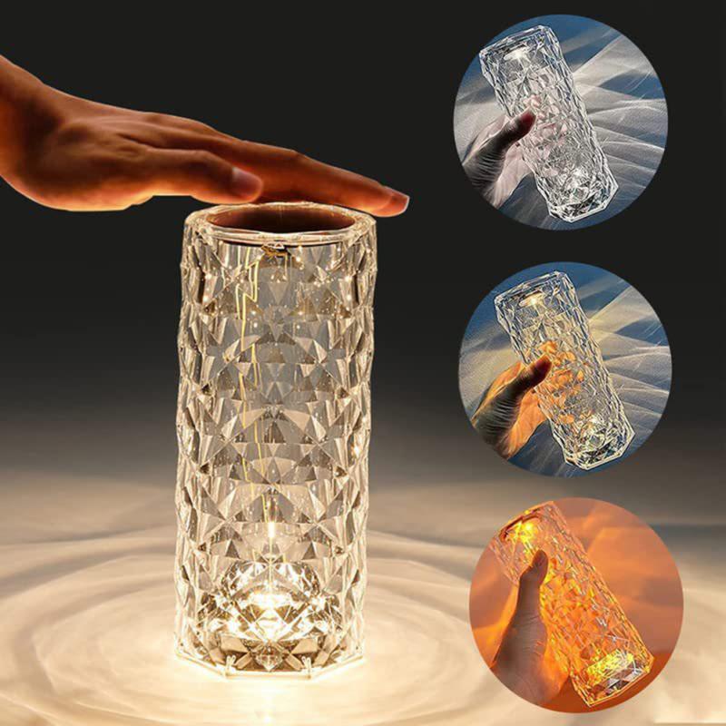 Crystal Diamond Table Lamp Touch Control Romantic Rose Ambient Light For Bedroom Living Room Decor