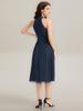 Ever-Pretty Women's Glitter Halter Cocktail Dresses Sleeveless Pletaed A-Line Midi Evening Dresses
