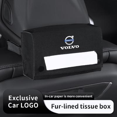 Car Fur Lined Tissue Box Seat Back Hanging Bag Accessories For XC60 S60 V40 V50 V60 S80 S40 C30 AWD C70 S40 S60 S80 S90 T6