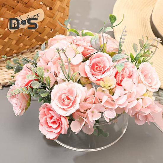 1/3/6Pcs Round Clear Acrylic Vase 12 Holes Wedding Party Dining Table Centerpiece Decoration Hydroponic Flower Holder Transparent Container