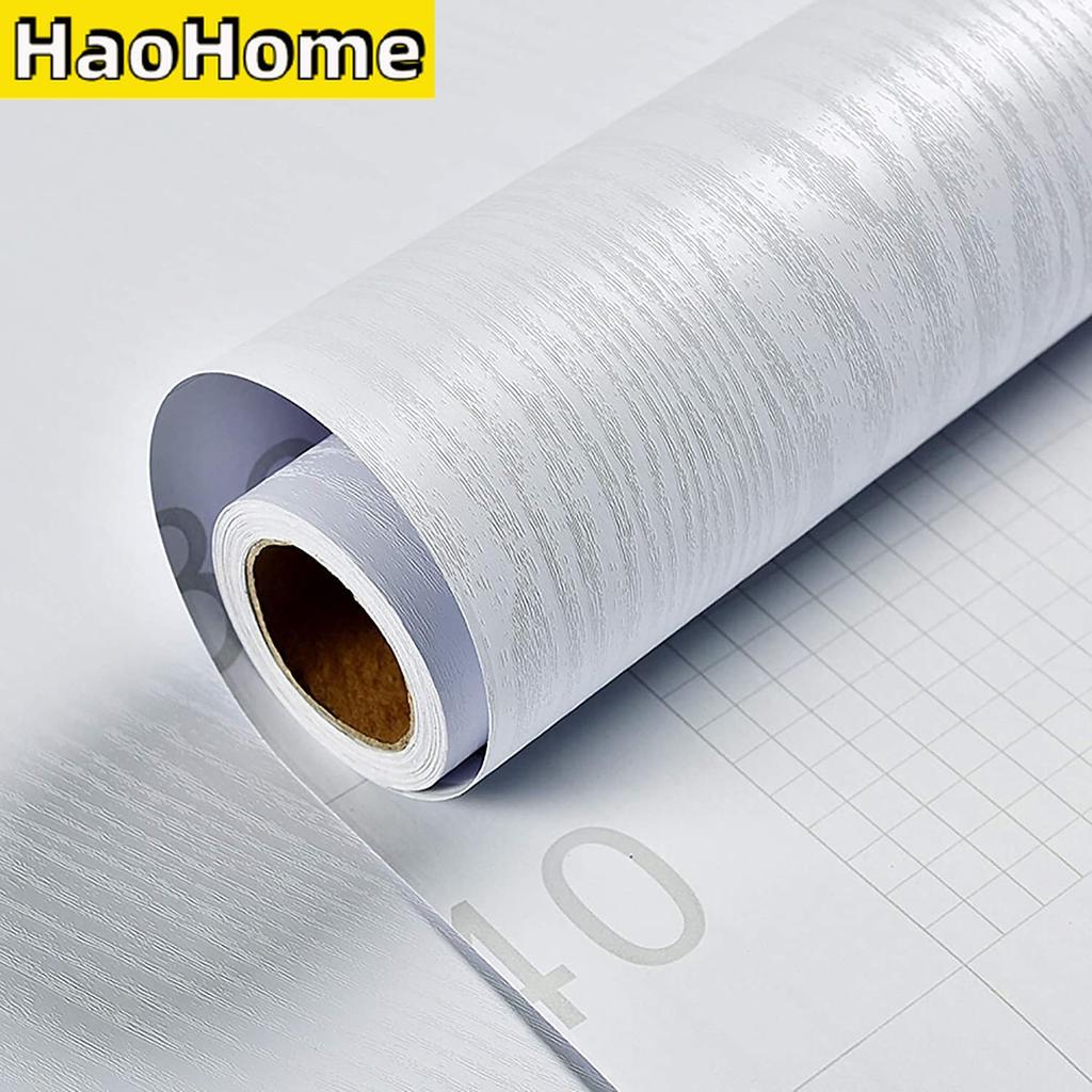 White Wood Self Adhesive Wallpaper Vinyl Peel and Stick Wallpaper Waterproof Furniture Stickers for Walls Countertop Kitchen DIY