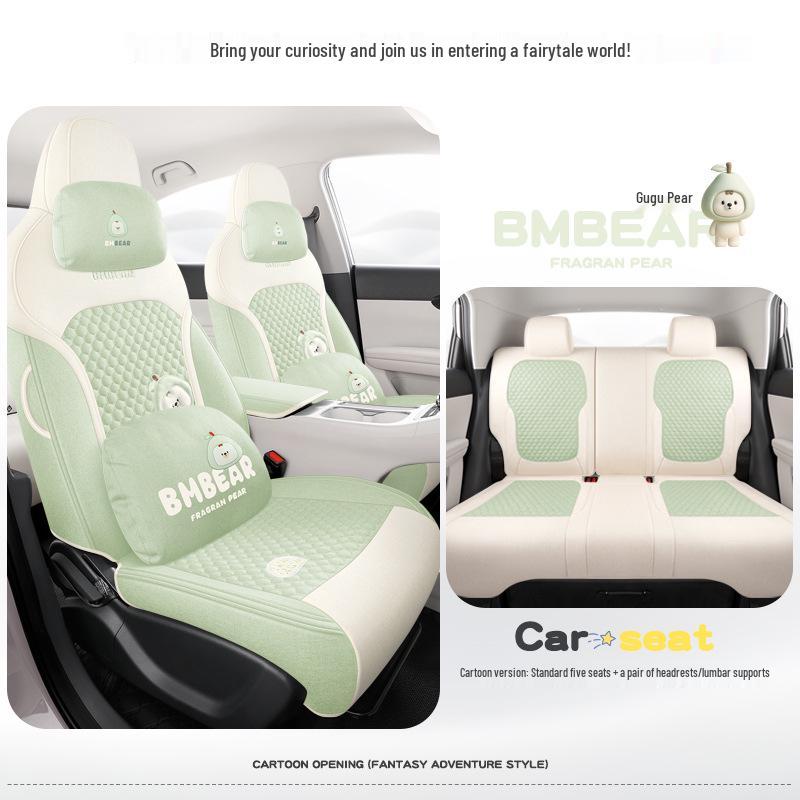 Geely Star Wish Cartoon Linen Seat Covers, Full-Coverage, All-Season Breathable Cushions for UP-Specific Cars