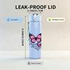 1PC Purple Butterfly Floral Print 750ml Color Plastic Sports Water Bottle Leakproof Flip Straw Lid Suitable for Sports Office Home Use