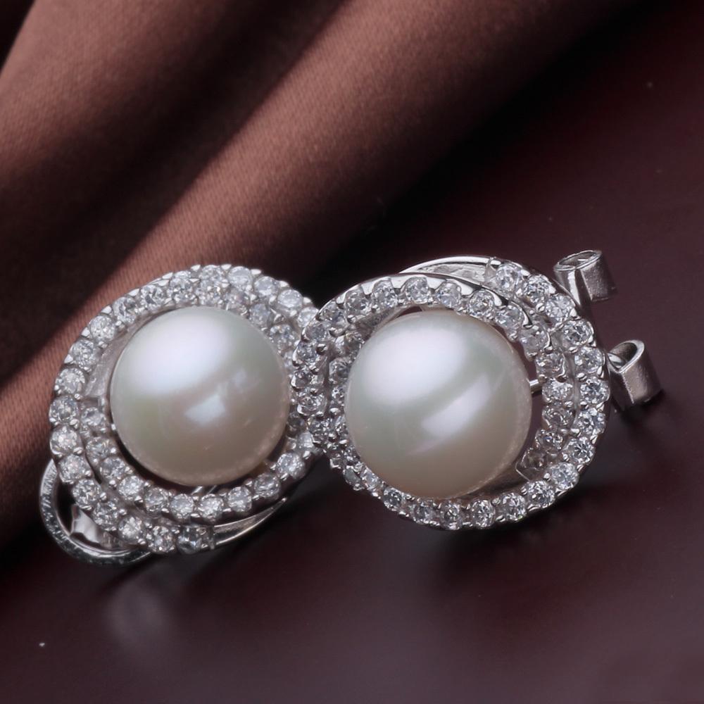 Natürliche Süßwasserperlen Clip-Ohrringe für Damen 925er Silber Große Weiße Perle Geschenk für Sie