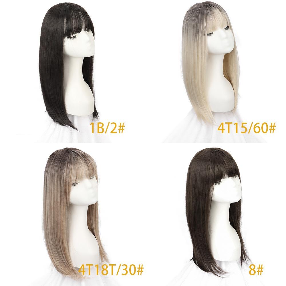 Ombre Blonde Long Straight Hair Toppers Synthetic Fringe Hair Pieces Cover White Hair & Hairline