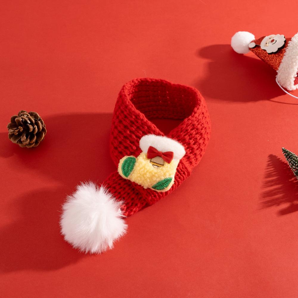 

Red Knit Scarves Soft Dogs Xmas Costume Cute Neck Warmer Bandana for Winter D