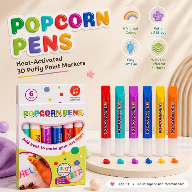 Popcorn Pens, 3D Puffy Art Kit for Kids, Magic Bubble Drawing Pens(1PCS) | Create Raised Designs with Heat-Activated Effects