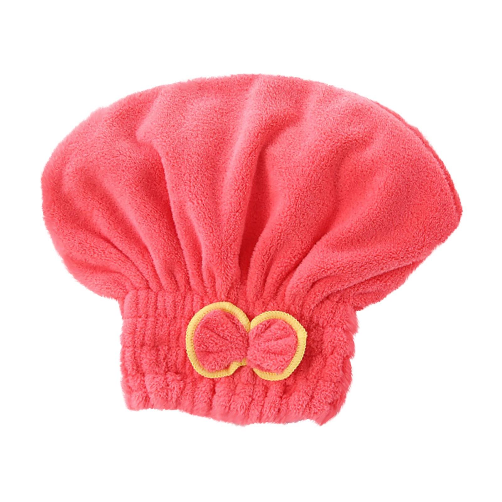 

Шапочка для сухих волос для женщин с бантом, бархатная шапочка принцессы кораллового цвета, суперабсорбирующее полотенце для сухих волос, быстросохнущая повязка на голову, шапочка для душа One Size арбуз красный