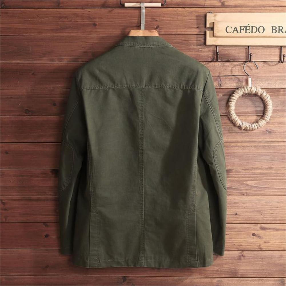 Blazer Tailored Jacket Cotton Suit Jacket Coat Formal Slim Plain Business Casual Commuting Large Size HS29 Military [ZANBANG] Men's Men's (3XL, Green)