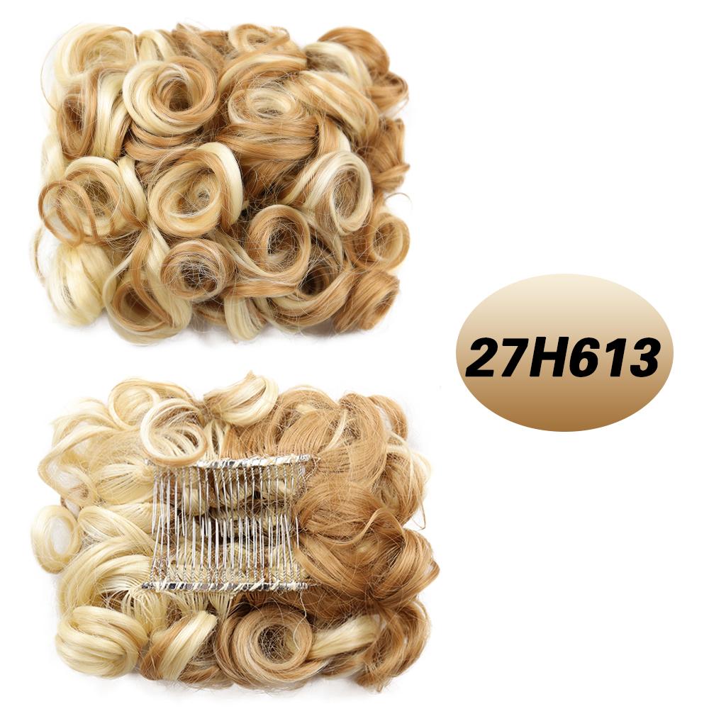 MISS WIG Syntetické krátké rozcuchané kudrnaté vlasy prodloužení do drdolu Snadné roztažení hřebínků do culíku prodloužení do culíku