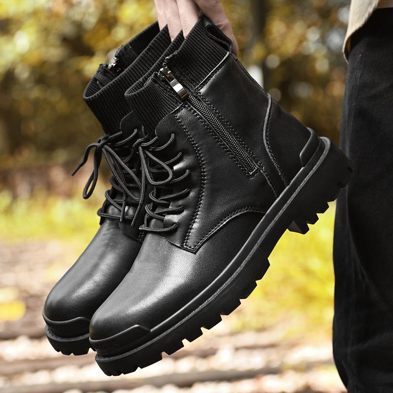 Vintage Style Mens Motorcycle Boots Handmade Side Zipper Man Ankle Boots Casual Leather — фото 7