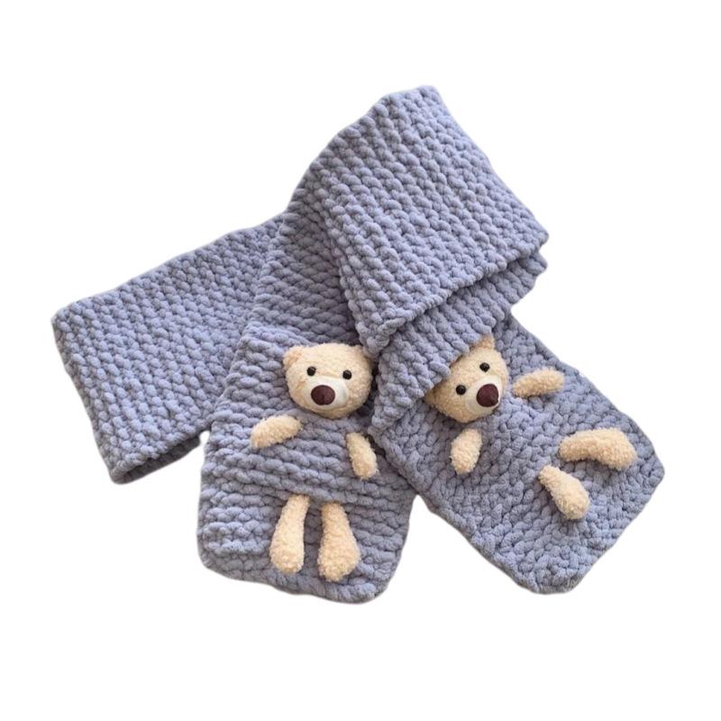 Pocket Bear Hand-Knitted Wool Scarf DIY Kit - Homemade Gift for Partner