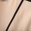 INCERUN Men Zipper Waist Stitching Casual Long Trousers Wide Legs Pants