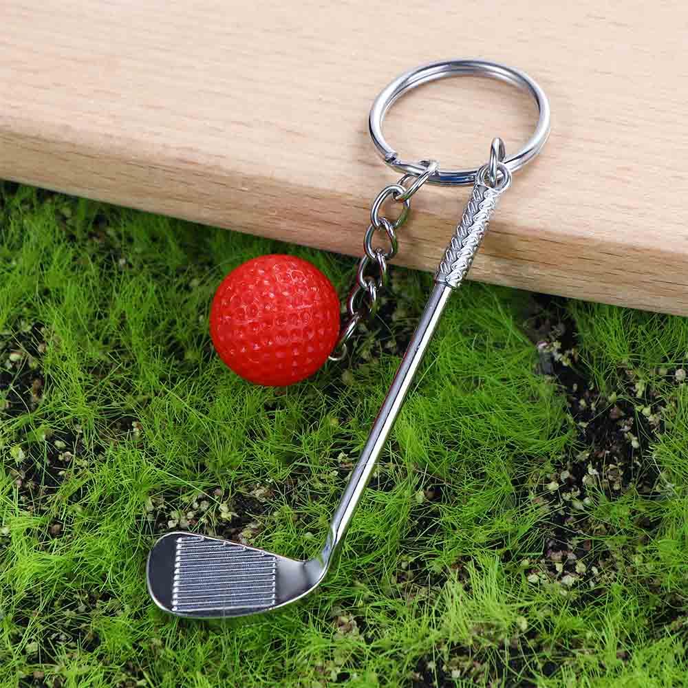 Souvenir Ball Jewelry For Gift Ball Pendant Mini Golf Racket Golf Ball Key Chain Metal Keychain