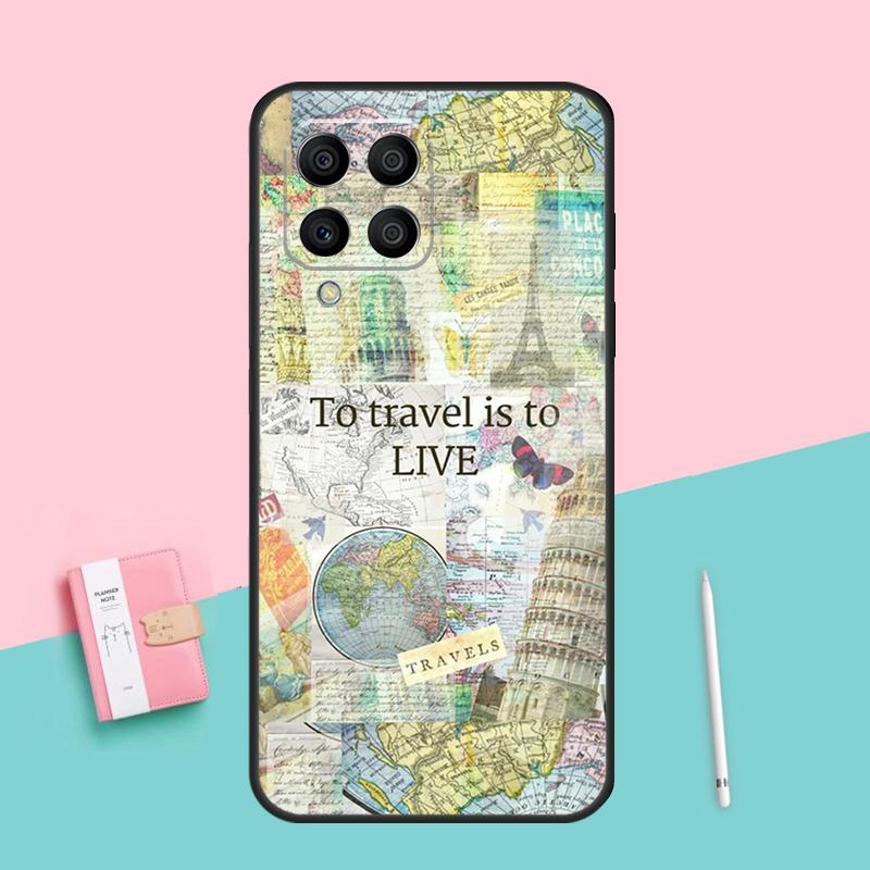 World Map Travel For Samsung Galaxy M12 M16 M34 M11 M35 M21 M06 M33 M13 M53 M31 M55 M15 M14 M54 M32 M52 Case