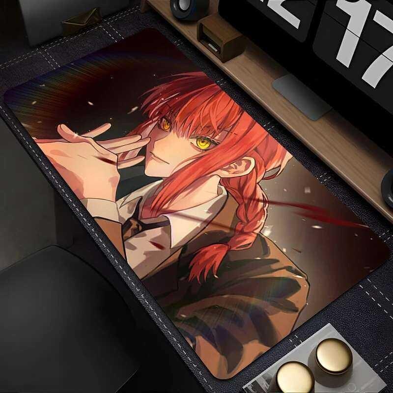 Mouse Pad Laptop Black And White Manga Abstract Mousepad Japan Anime Chainsaw Man Desk Mat Pc Kawaii Girl Makima Hd Keyboard Pad