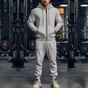 Autumn and Winter Men's Solid Color Plus Velvet Warm   Zipper Long-sleeved Hooded Casual Sports Suit