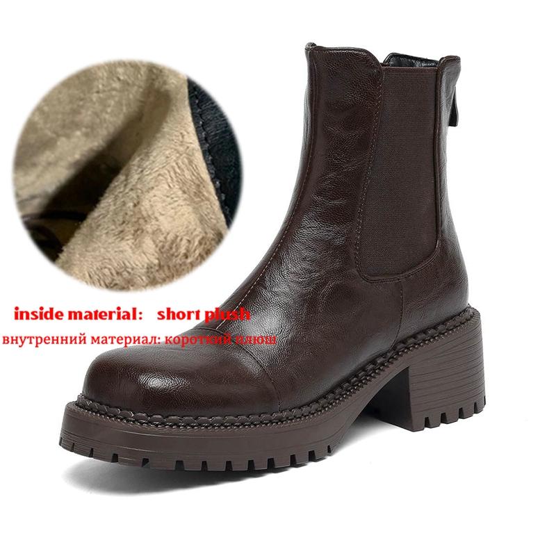 Krazing Pot Microfiber Winter Round Toe Modern Platform Size 33 Boots Size 43 Thick Bottom Women Fashion Ankle Boots 43