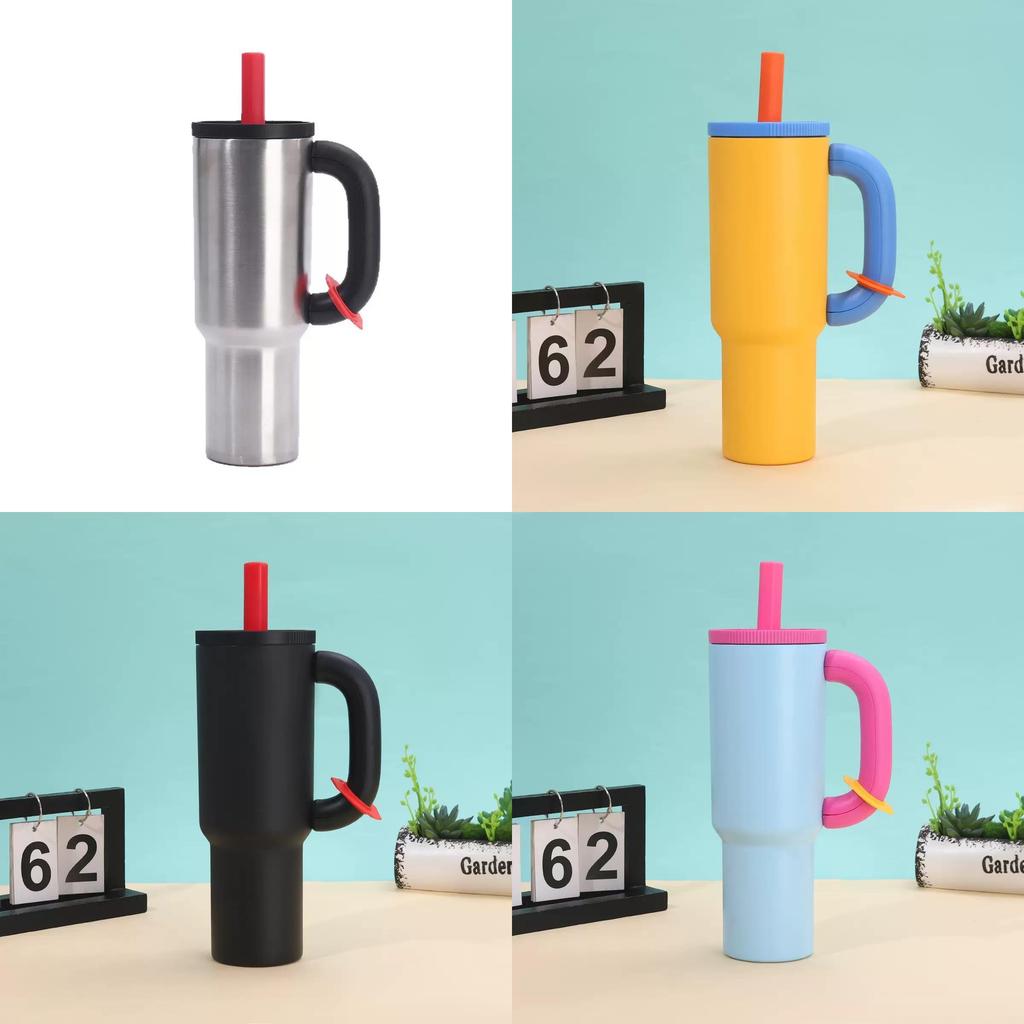 Insulated Travel Mug With Handle And Straw For Outdoor And Car Use