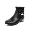 Autumn Winter Girls Boots Sweet Bow Zipper Ankle Boots Comfort Square Heel Women Boots Pink Lolita Student Shoes Plus Size 28-43