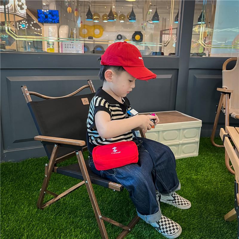 Trendy Summer Kids Canvas Crossbody Bag Stylish Alphabet Design For Boys And Girls