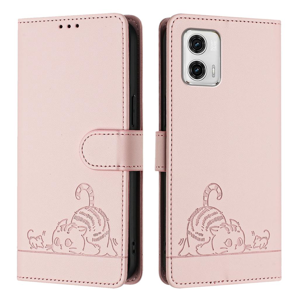 6-färgat PU-läder telefonplånboksfodral med katt-och-mus-mönster Fodral för Motorola Moto E13,E20,E30,E40,Moto G,Moto G Play,G04,G05,G13,G23,G53...