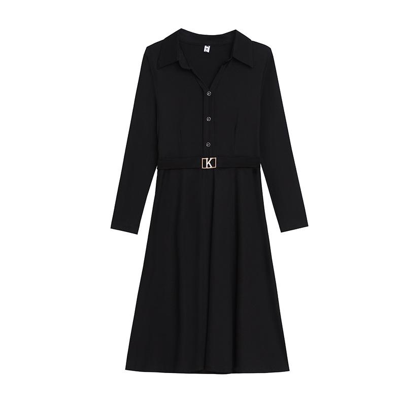 Four 6035 Plus Size Slimming Dress: New 2025 Spring/Autumn Style for Women, Slim Fit with Belly Coverage