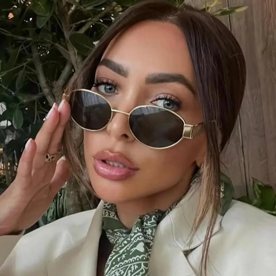 Small Metal Frame Oval Sunglasses for Women Brand Designer Fashion Luxury Shades UV400 Eyewear Men Vintage Sun Glasses