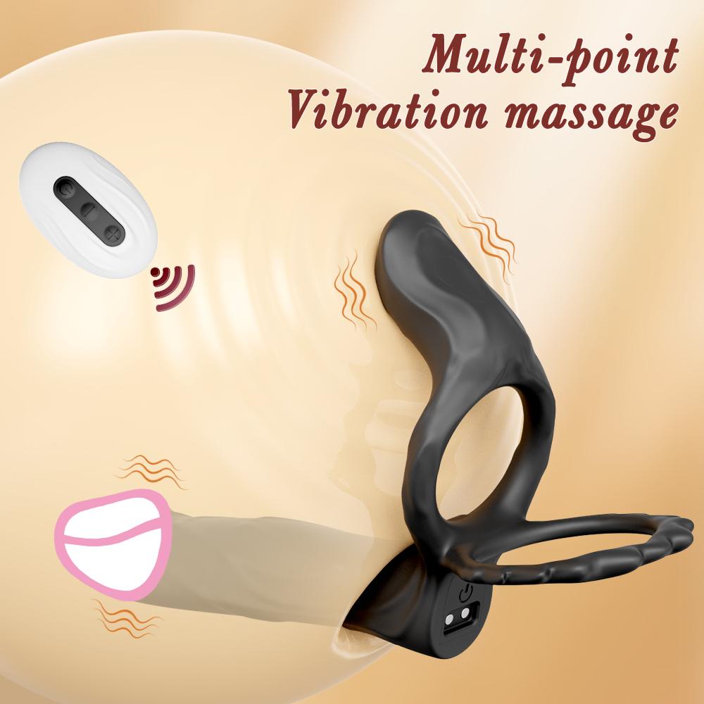 Double Penetration Vibrator For Men With Vibrating Cock Ring Strap On Penis Vagina Massage G Spot Dildo Sex Toys For Couples 18+