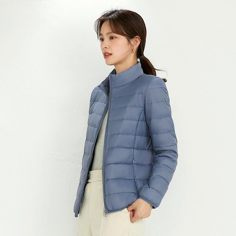 Damen Ultraleicht 90% Weiße Entendaunenjacken Damen Langarm Parkas Weicher Stoff Kurze Oberteile Mantel Windbreaker