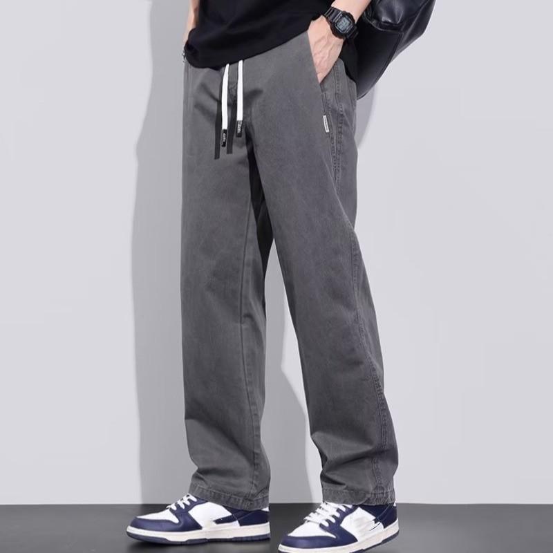 Men's Casual Loose-Fit Straight-Leg Sweatpants with Elastic Waistband; Youth All-Season Mid-Rise Drawstring Work Pants