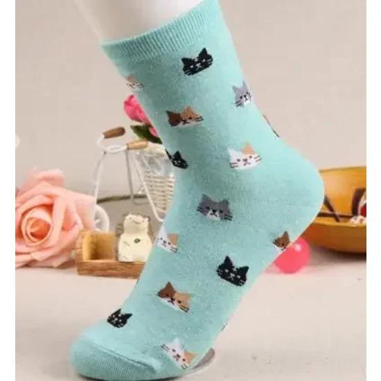 Neue Mehrfarbige Katze Druck Niedliche Damen Socken Kawaii Lange Socken Lässig Harajuku Streetwear Baumwolle Weiche Kniestrümpfe