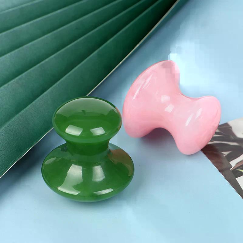 SPA Therapy Jade Board Face Massager Natural Rose Quartz Mushroom Facial Back Foot Acupuncture Massage Scraper Gua Sha Tool
