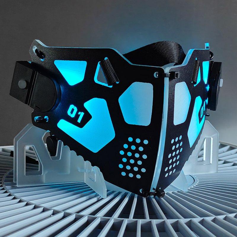 Tactical Punk Luminous Mask Sci-fi Mechanical Cat Ears Hair Bands Music Festival Halloween Carnival Cosplay Props